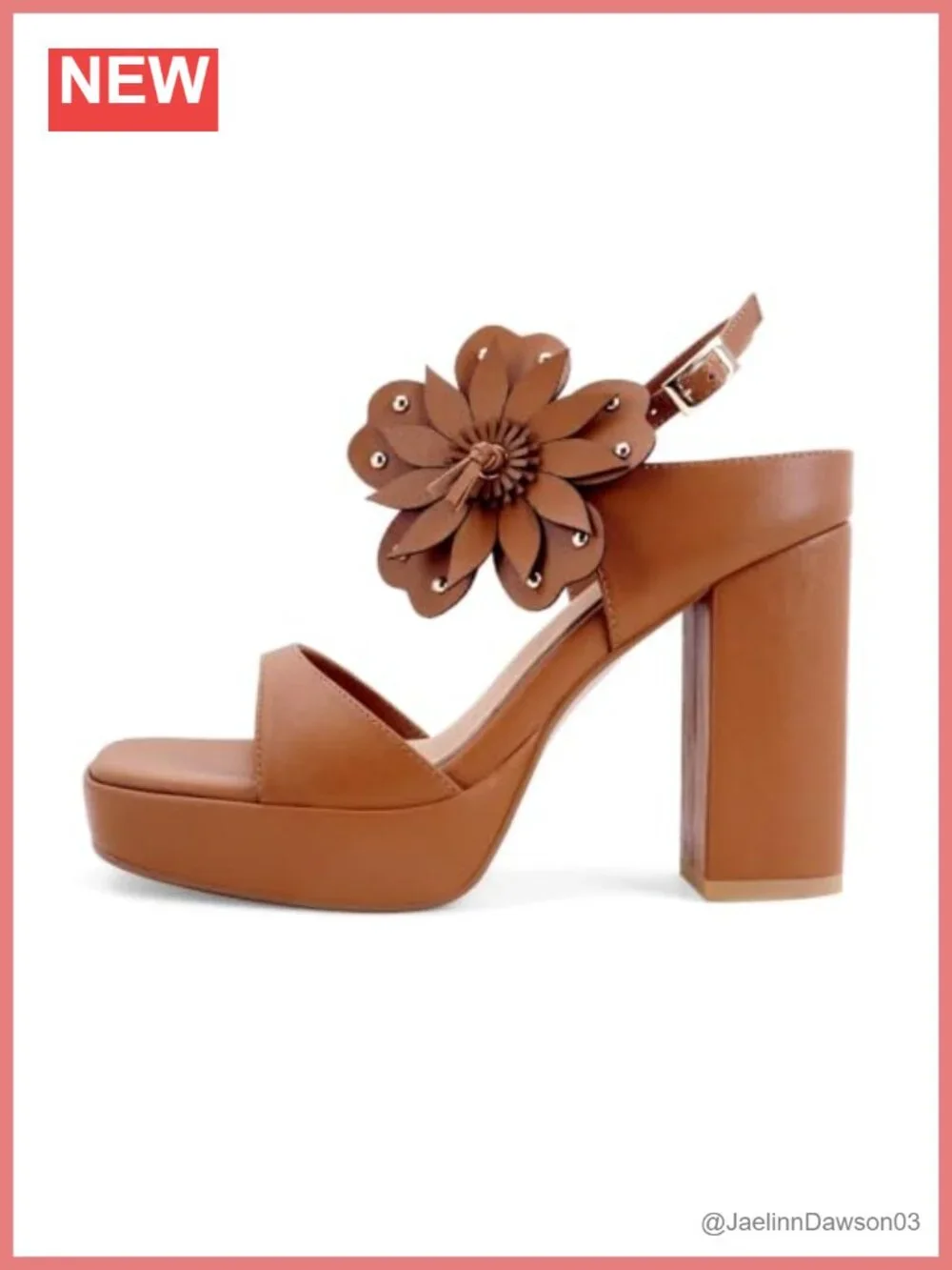 Floral Platform Sandals Strappy Heeled Sandals Block Heel Women